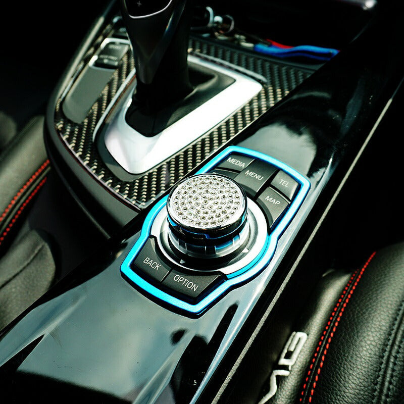BMW iDrive コントローラー アルミ フレーム ステッカー 全4色 トリム マルチメディア ボタン パネル カバー アクセサリー グッズ カスタマイズ 車用品 カーインテリア ドレスアップ 内装パーツ 送料無料