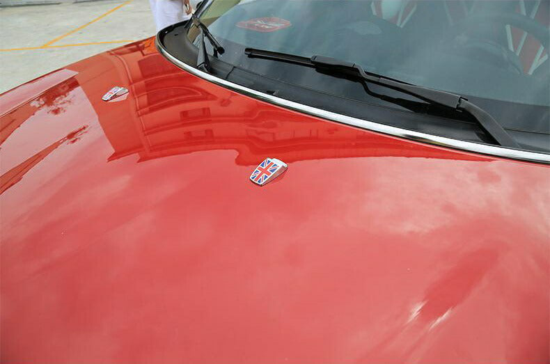 BMW MINI ミニ ウォッシャー ノズル カバー ブラックユニオンジャック × メッキ 2個セット 送料無料 ミニクーパー MINI COOPER カスタムパーツ アクセサリー 外装 シルバー ドレスアップ カスタマイズ 車用品 ドレスアップ 外装パーツ