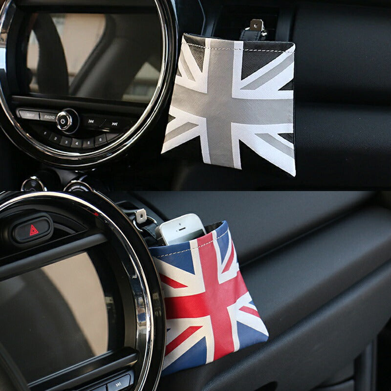 車内用 小物入れ 全4色 送料無料 PUレザー製 汎用 エアコン ルーバー クリップ 収納 ポケット スマホ サングラス タバコ ケース アクセサリー パーツ BMW MINI ミニ クーパー カスタマイズ 車用品 カーインテリア ドレスアップ 内装パーツ