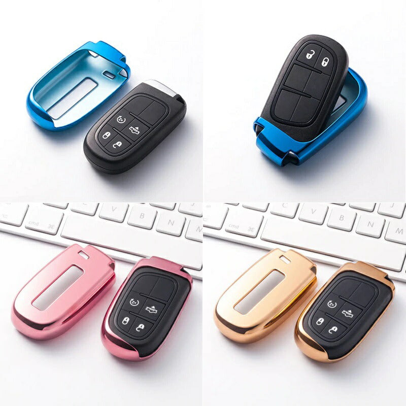 Jeep ジープ キーカバー メタリック TPU製 全6色 送料無料 キーケース メッキ チェロキー グランドチェロキー ラングラー など 専用設計 スマートキー キーホルダー 車用品 カーアクセサリー おしゃれ 女性 男性 人気 カーアクセ 小物