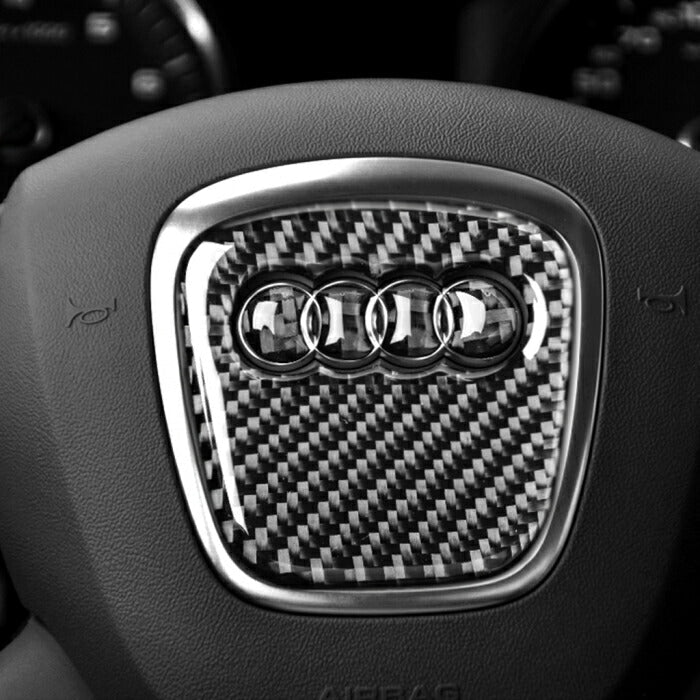 AUDI アウディ ステアリング エンブレム カーボン ステッカー A1 A3 A4 A5 A6 A7 A8 Q2 Q3 Q5 Q7 Q8 TT R8 ハンドル シール トリム カスタム アクセサリー パーツ カーインテリア ドレスアップ 内装パーツ