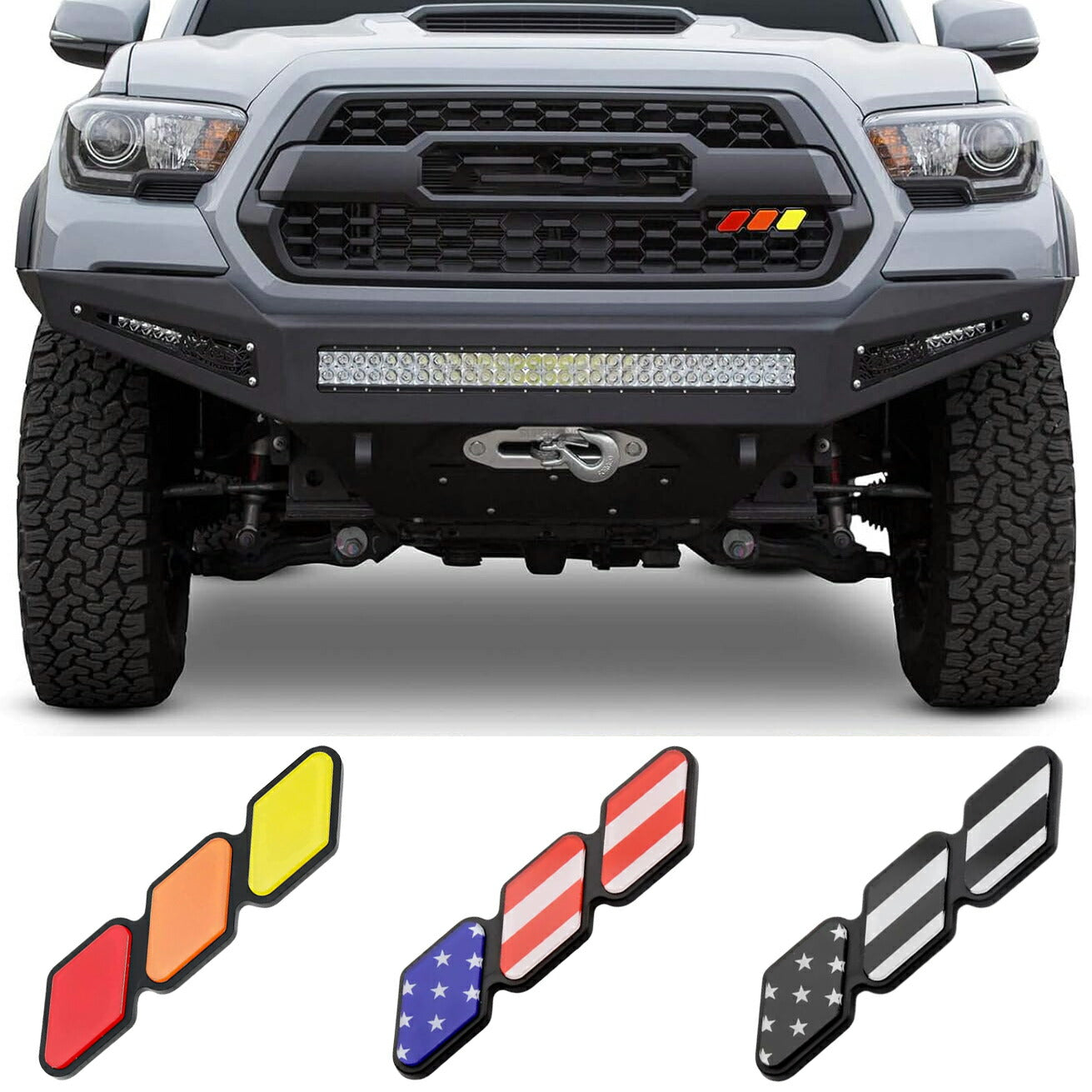 グリルバッチ グリルエンブレム タコマ タンドラ RAV4 FJクルーザー ハイラックス セコイア ハイランダー ジムニー などに トヨタ 日産 ニッサン マツダ ミツビシ 三菱 スズキ SUV 4WD USA アメリカ国旗 星条旗 フロントグリル エンブレム