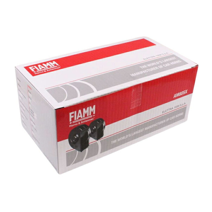 FIAMM フィアム ホーン 12V AM80SX LOW HIGH 低音 高音 セット ブラック ヨーロピアン ユーロ ホーン 車検対応 112dB 車 取り付け 二股 クラクション 旧車 配線 汎用 ドイツ車 イタリア車 イギリス車 高級車