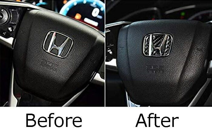 HONDA ホンダ ステアリング エンブレム カーボン デコレーショントリム ステッカー ハンドル ステアリングエンブレム アクセサリー カスタム パーツ ドレスアップ 内装パーツ 1000円 ポッキリ ぽっきり