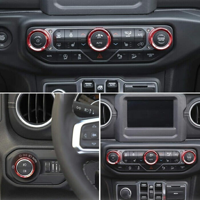 Jeep ラングラー JL エアコン オーディオ ヘッドライトスイッチ ダイヤル カバー 4点セット 空調 音量 ダイヤルカバー ベゼルカバー スイッチ ボタン アクセサリー カスタム パーツ カスタマイズ 車用品 カーインテリア ドレスアップ 内装パーツ