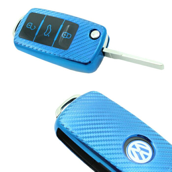 フォルクスワーゲン TPU キーケース キーカバー 全5色 VW Volkswagen ビートル ゴルフ など フルカバー キーホルダー メタリック メッキ カーボン柄 キーレス スマートキー キーフォブ カーアクセサリー おしゃれ 女性 男性 人気 カーアクセ 小物
