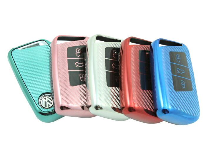 フォルクスワーゲン TPU キーケース キーカバー 全5色 VW Volkswagen ゴルフ7 パサート ポロ など フルカバー キーホルダー メタリック メッキ カーボン柄 キーレス スマートキー キーフォブ カーアクセサリー おしゃれ 人気 カーアクセ 小物