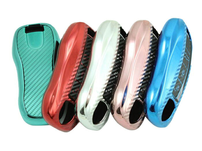 ボルシェ TPU キーケース キーカバー 全5色 マカン カイエン パナメーラ 911 など フルカバー キーホルダー メタリック メッキ カーボン柄 キーレス スマートキー キーフォブ 車用品 カーアクセサリー おしゃれ 女性 男性 人気 カーアクセ 小物