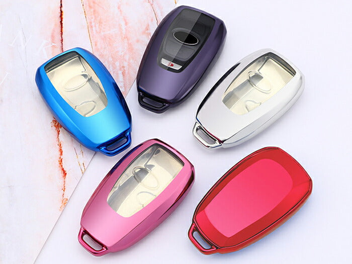 スバル キーカバー キーケース クロストレック レヴォーグ XV フォレスター インプレッサ レガシィ WRX BRZ 86 など メタリック メッキ TPU フルカバー キーホルダー スマートキー キーフォブ カスタム パーツ カーアクセサリー