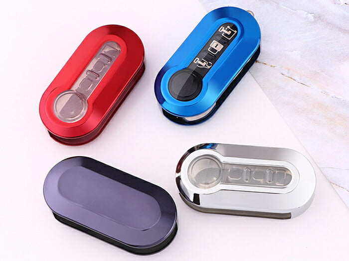 フィアット アバルト キーカバー キーケース 500 500C 500X パンダ 595 595C など メタリック メッキ TPU フルカバー キーホルダー スマートキー キーフォブ カスタム パーツ グッズ カーアクセサリー