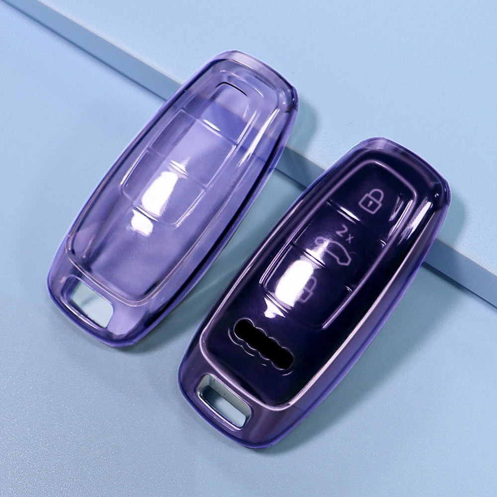 アウディ クリア TPU キーケース キーカバー A3 A6 A7 A8 Q7 Q8 S3 S6 S7 S8 RS3 e-tron eトロン アバント セダン スポーツバック クーペ ロードスター AUDI 透明 キーホルダー メンズ レディース スマートキー アクセサリー カスタム パーツ