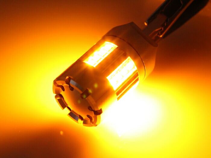 T20 ピンチ部違い LED ウインカー バルブ アンバー 抵抗内蔵 ハイフラ防止 キャンセラー内蔵 冷却ファン付き 2個セット 極小設計 無極性 24SMD内蔵