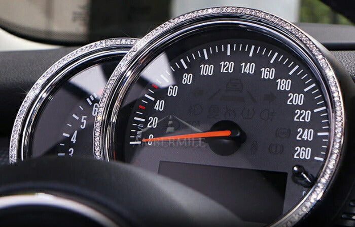 BMW MINI ミニ メーター リング カバー 2点セット F54 F55 F56 F57 F60 スピードメーター タコメーター クリスタル ラインストーン スワロフスキー風 アクセサリー カスタム パーツ カスタマイズ 車用品 カーインテリア ドレスアップ 内装パーツ