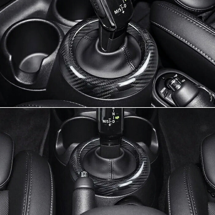 BMW MINI ミニ F54 F55 F56 F57 F60 ミニクーパー シフトノブ リング カバー 後期 LCI カーボン シフトブーツ スリーブ パネル トリム 内装 アクセサリー カスタム パーツ クラブマン クロスオーバー 5ドア 3ドア