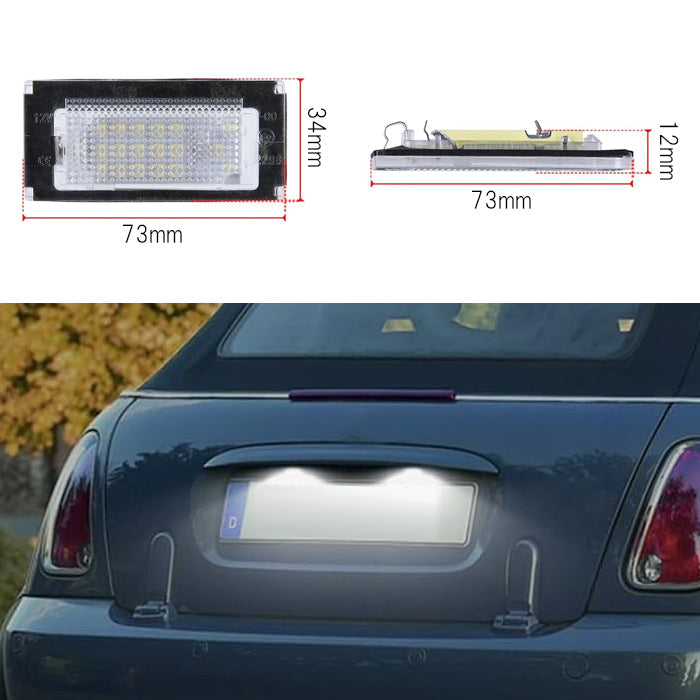 BMW MINI ミニ ミニクーパー ナンバー灯 R50 R52 R53 LED キャンセラー内蔵 ライセンスランプ ライセンスライト 交換 18連 SMD 防水 車検対応 ホワイト 爆光 明るい アクセサリー カスタム パーツ カスタムパーツ