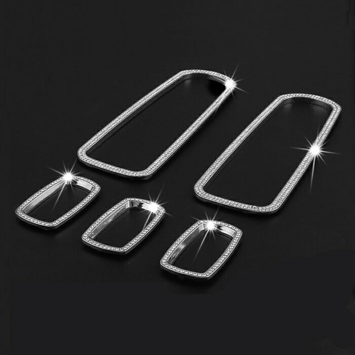 Porsche ポルシェ ウィンドウ スイッチ トリム 5個セット クリスタルストーン シルバー ラインストーン スワロフスキー風 カスタムパーツ アクセサリー パーツ 窓 ウインドウ ウインドー カスタマイズ 車用品 カーインテリア 内装パーツ