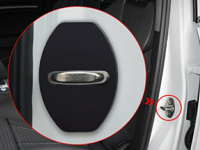 VW アウディ ドア ストライカー カバー 4個セット 全5色 アルミ製 Volkswagen フォルクスワーゲン AUDI ドアロック アクセサリー カスタム パーツ ステッカー ヒンジ カスタマイズ 車用品 カーインテリア ドレスアップ 内装パーツ