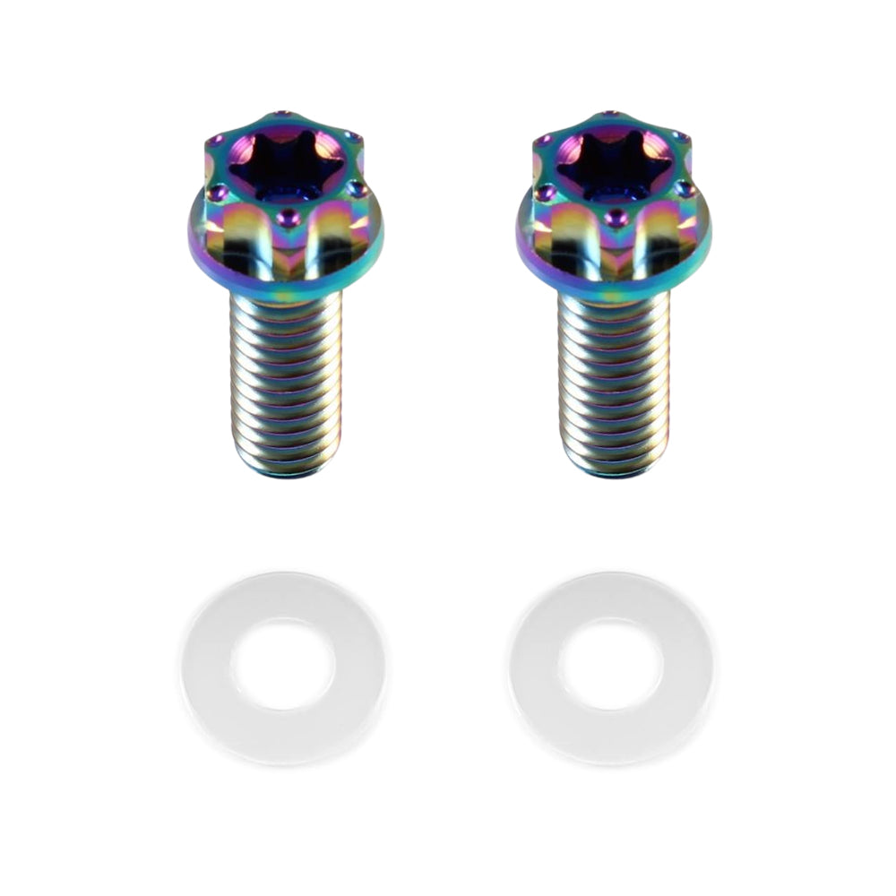 チタン ナンバーボルト 2本セット M6×15 バイク オートバイ 錆びない おしゃれ キャップ ワッシャー付き トルクス工具付き 盗難防止 ライセンス ボルト