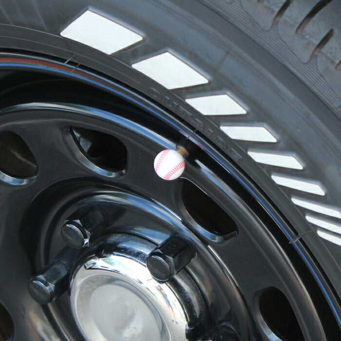 野球 ボール タイヤ エアバルブ キャップ 4個セット バルブキャップ ベースボール 型 車 トラック バイク エアバルブキャップ ホイール エアー エアーバルブ 汎用 ホンダ トヨタ ニッサン 日産 マツダ スバル ダイハツ スズキ アクセサリー カスタム パーツ