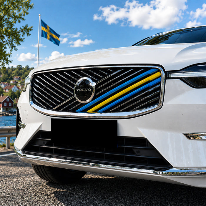ボルボ グリルカバー XC90 LB LD 後期 XC60 UB UD 後期 スウェーデンカラー VOLVO フロント グリル ストライプ カバー トリム ガーニッシュ アクセサリー カスタム パーツ ドレスアップ 外装