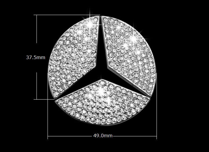 メルセデスベンツ ステアリング エンブレム デコレーション トリム シルバークリスタル 49.0mmサイズ 送料無料 ステッカー ハンドル ベンツ カスタム パーツ アクセサリー ドレスアップ 内装【カー用品のお店BeeTech】カスタマイズ 車用品 カーインテリア 内装パーツ シール