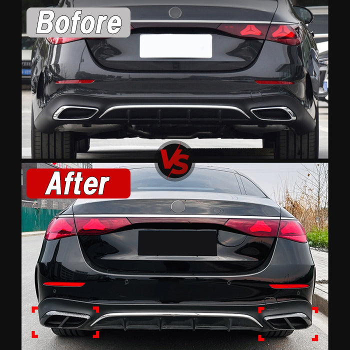 メルセデスベンツ Eクラス W214 S214 マフラーカッター 左右セット マフラー トリム ガーニッシュ 4本出し テールパイプ ABS樹脂製 ダミー ベンツ Benz アクセサリー カスタム パーツ カスタムパーツ