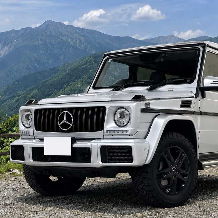 メルセデスベンツ Gクラス W463 1990-2018年式 パナメリカーナ グリル AMG風 GTルック フロントカメラ有り/無し兼用 ゲレンデ フロントグリル 交換 社外品 アクセサリー カスタム パーツ カスタムパーツ Mercedes Benz