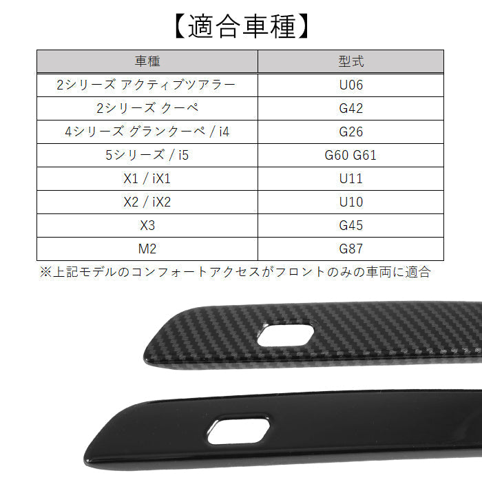 BMW ドアハンドル カバー 4Pセット カーボン調 ピアノブラック G26 G42 G45 G60 G61 G87 U06 U10 U11 2シリーズ 4シリーズ 5シリーズ X1 X2 X3 M2 ドア ハンドル プロテクター ガード アクセサリー カスタム パーツ カスタムパーツ 外装 ドレスアップ