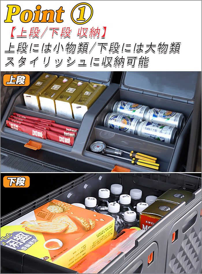 車 収納 ボックス トランク 折り畳み 折りたたみ BOX コンテナ カゴ 工具 小物 おもちゃ 便利グッズ 洗車 グッズ 道具 アウトドア キャンプ 大容量 ラゲッジ 買い物 椅子 いす 丈夫 頑丈 車の収納