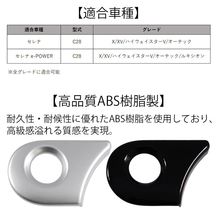 セレナ C28 エンジン スタートボタン パネル カバー サテンシルバー ピアノブラック トリム ガーニッシュ エンジン スタート ストップ ボタン SERENA 新型 e-power 車用品 車内 アクセサリー カスタム パーツ 内装 外装 ドレスアップ