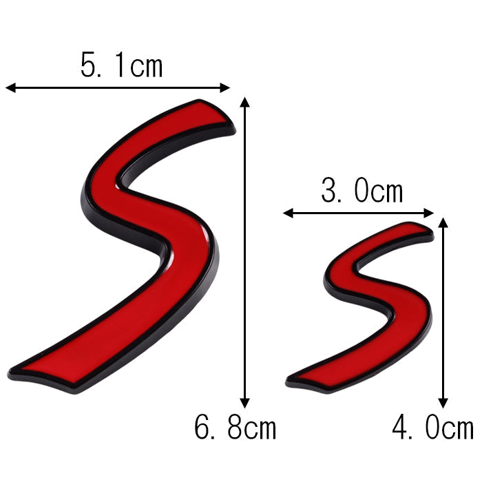 BMW MINI ミニ ミニクーパー などに最適 S ロゴ エンブレム 金属製 クーパーS Cooper S ステッカー シール リア サイド フロント アクセサリー カスタム パーツ
