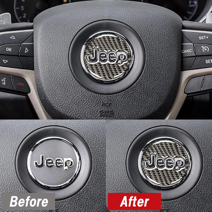 Jeep Wrangler ラングラー JL グラディエーター JT カーボン ステアリング エンブレム ステッカー シール ジープ 全年式 全グレード ルビコン アンリミテッド サハラ アクセサリー カスタム パーツ カスタムパーツ ドレスアップ 内装