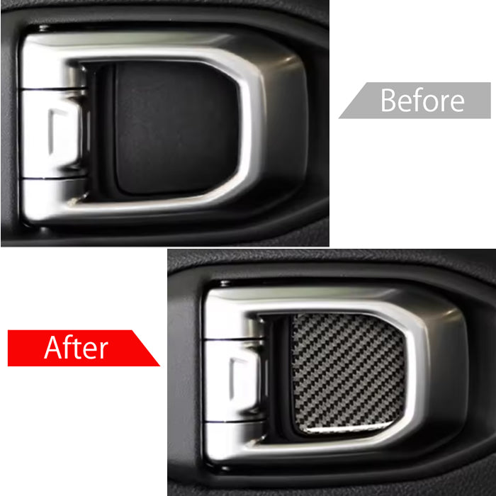 Jeep Wrangler ラングラー JL グラディエーター JT カーボン ドアハンドル プロテクター ステッカー 4Pセット 1台分 シール ジープ 全年式 全グレード ルビコン アンリミテッド サハラ アクセサリー カスタム パーツ カスタムパーツ ドレスアップ 内装