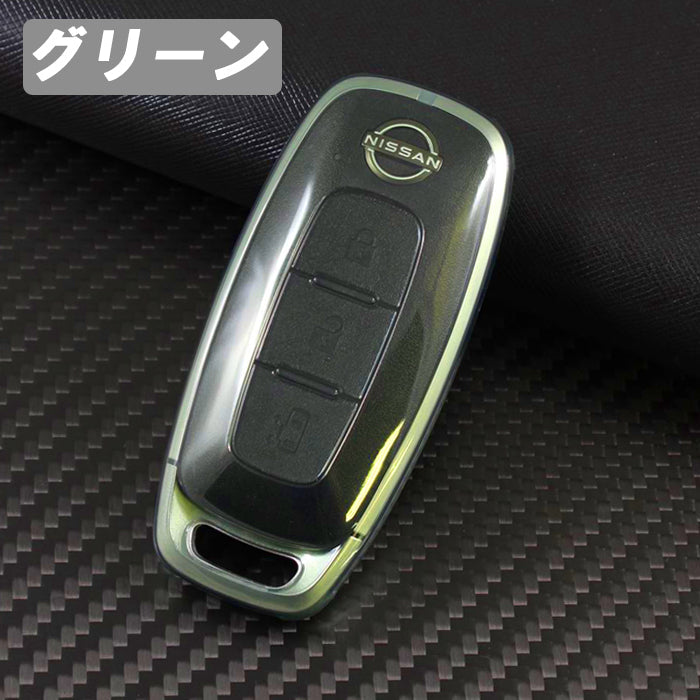 ニッサン クリア TPU キーケース キーカバー ステップワゴン セレナ C28 アリア サクラ エクストレイル T33 ルークス B4 などに 透明 NISSAN 日産 キーホルダー メンズ レディース スマートキー アクセサリー カスタム パーツ