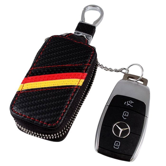 カーボンレザー キーケース イタリア ドイツ フランス 国旗 キーカバー ベンツ BMW アウディ ポルシェ フォルクスワーゲン VW MINI ミニ フィアット アルファロメオ アバルト マセラティ ルノー プジョー シトロエン DS などに最適 メンズ レディース おしゃれ かわいい
