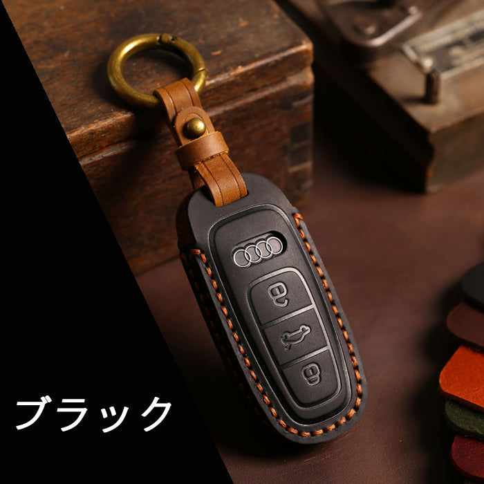 アウディ キーケース 本革 A3 A6 A7 A8 Q7 Q8 S3 S6 S7 S8 RS3 e-tron eトロン アバント セダン スポーツバック クーペ ロードスター AUDI キーカバー レザー 革 人気 新型 かわいい アクセサリー カスタム パーツ カスタムパーツ