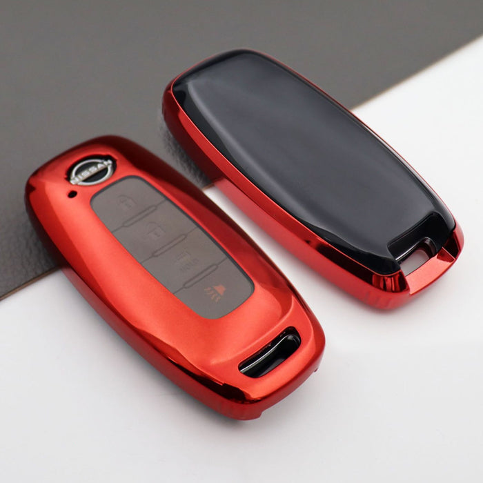 ニッサン 日産 TPU キーケース セレナ C28 エクストレイル T33 ルークス B4系 アリア サクラ B6系 B9系 キーカバー 新型 フルカバータイプ メタリック メッキ ソフト スマートキー スマートキーケース スマートキーカバー キーホルダー アクセサリー カスタム パーツ