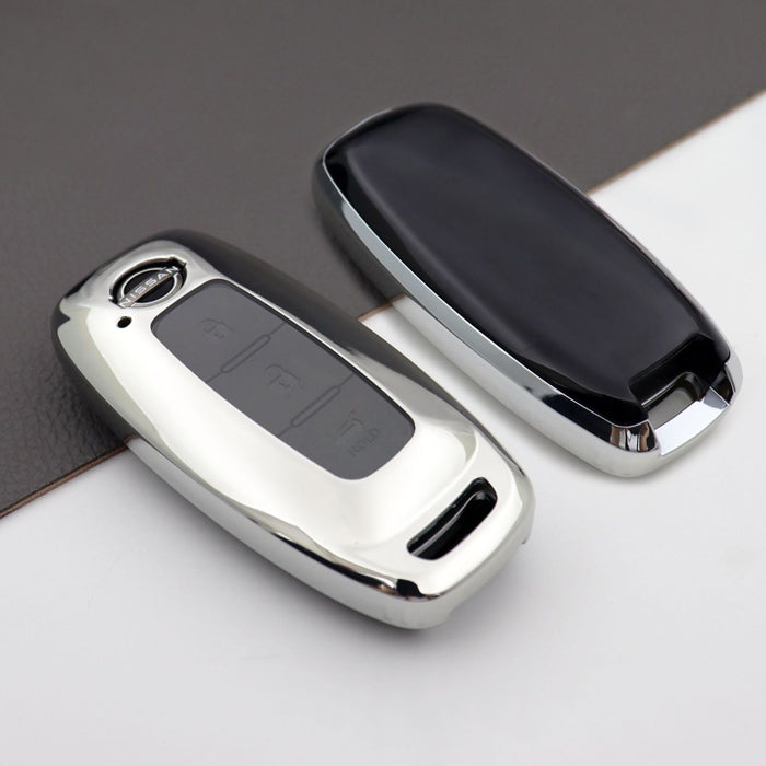 ニッサン 日産 TPU キーケース セレナ C28 エクストレイル T33 ルークス B4系 アリア サクラ B6系 B9系 キーカバー 新型 フルカバータイプ メタリック メッキ ソフト スマートキー スマートキーケース スマートキーカバー キーホルダー アクセサリー カスタム パーツ