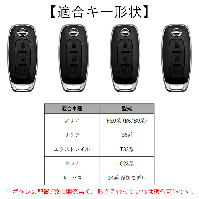 ニッサン 日産 TPU キーケース セレナ C28 エクストレイル T33 ルークス B4系 アリア サクラ B6系 B9系 キーカバー 新型 フルカバータイプ メタリック メッキ ソフト スマートキー スマートキーケース スマートキーカバー キーホルダー アクセサリー カスタム パーツ
