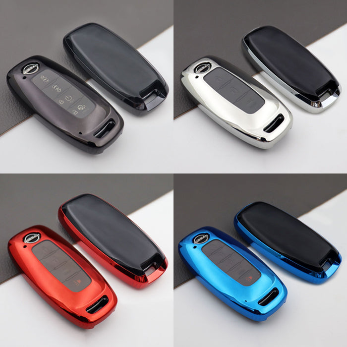 ニッサン 日産 TPU キーケース セレナ C28 エクストレイル T33 ルークス B4系 アリア サクラ B6系 B9系 キーカバー 新型 フルカバータイプ メタリック メッキ ソフト スマートキー スマートキーケース スマートキーカバー キーホルダー アクセサリー カスタム パーツ