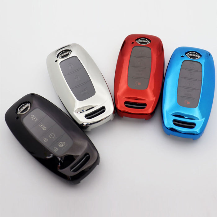 ニッサン 日産 TPU キーケース セレナ C28 エクストレイル T33 ルークス B4系 アリア サクラ B6系 B9系 キーカバー 新型 フルカバータイプ メタリック メッキ ソフト スマートキー スマートキーケース スマートキーカバー キーホルダー アクセサリー カスタム パーツ