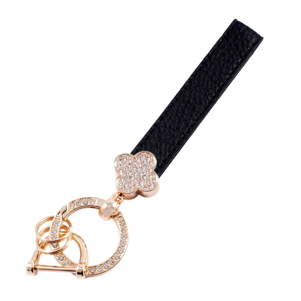 花柄 キーホルダー ラインストーン キーリング ストラップ シルバー ゴールド チャーム レザー 革 おしゃれ オシャレ かわいい 可愛い 大人 レディース メンズ 金具 鍵 車 ギャル パーツ キラキラ