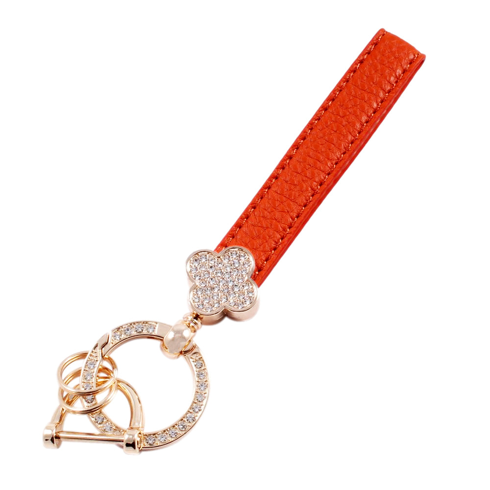 花柄 キーホルダー ラインストーン キーリング ストラップ シルバー ゴールド チャーム レザー 革 おしゃれ オシャレ かわいい 可愛い 大人 レディース メンズ 金具 鍵 車 ギャル パーツ キラキラ