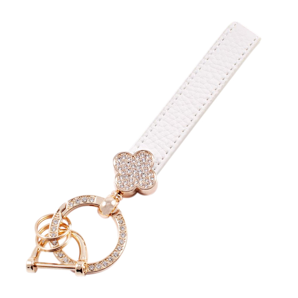 花柄 キーホルダー ラインストーン キーリング ストラップ シルバー ゴールド チャーム レザー 革 おしゃれ オシャレ かわいい 可愛い 大人 レディース メンズ 金具 鍵 車 ギャル パーツ キラキラ