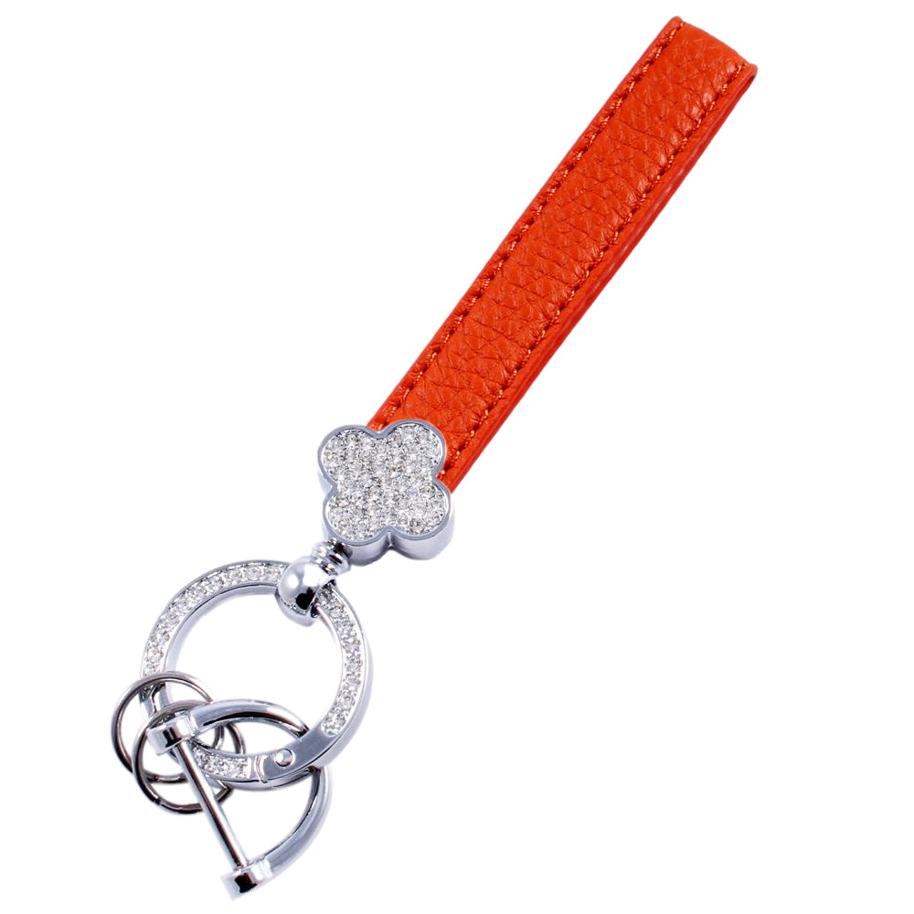 花柄 キーホルダー ラインストーン キーリング ストラップ シルバー ゴールド チャーム レザー 革 おしゃれ オシャレ かわいい 可愛い 大人 レディース メンズ 金具 鍵 車 ギャル パーツ キラキラ