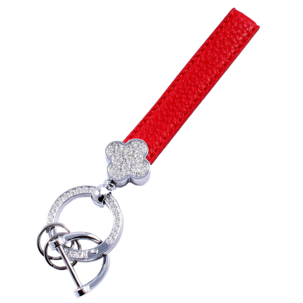 花柄 キーホルダー ラインストーン キーリング ストラップ シルバー ゴールド チャーム レザー 革 おしゃれ オシャレ かわいい 可愛い 大人 レディース メンズ 金具 鍵 車 ギャル パーツ キラキラ