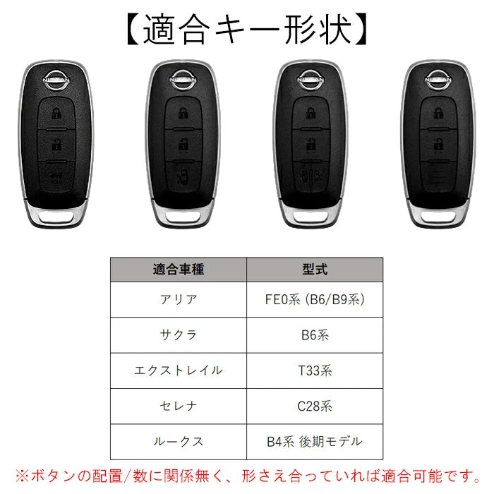 日産 ニッサン カーボン調 キーカバー キーケース セレナ C28 エクストレイル T33 ルークス B4系 アリア サクラ B6系 B9系 などに スマートキー スマートキーケース スマートキーカバー アクセサリー カスタム パーツ カスタムパーツ キーリング キーホルダー