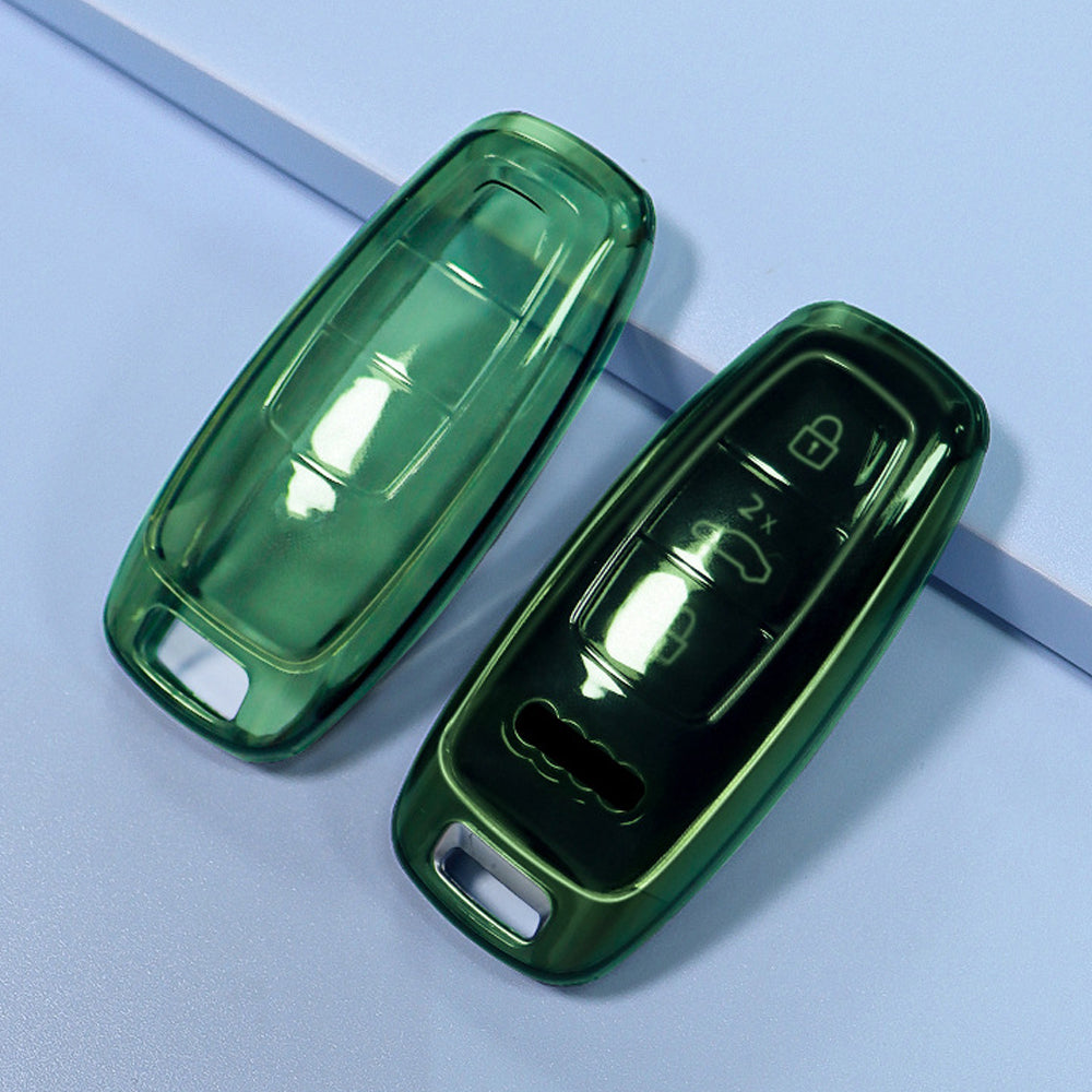 アウディ クリア TPU キーケース キーカバー A3 A6 A7 A8 Q7 Q8 S3 S6 S7 S8 RS3 e-tron eトロン アバント セダン スポーツバック クーペ ロードスター AUDI 透明 キーホルダー メンズ レディース スマートキー アクセサリー カスタム パーツ