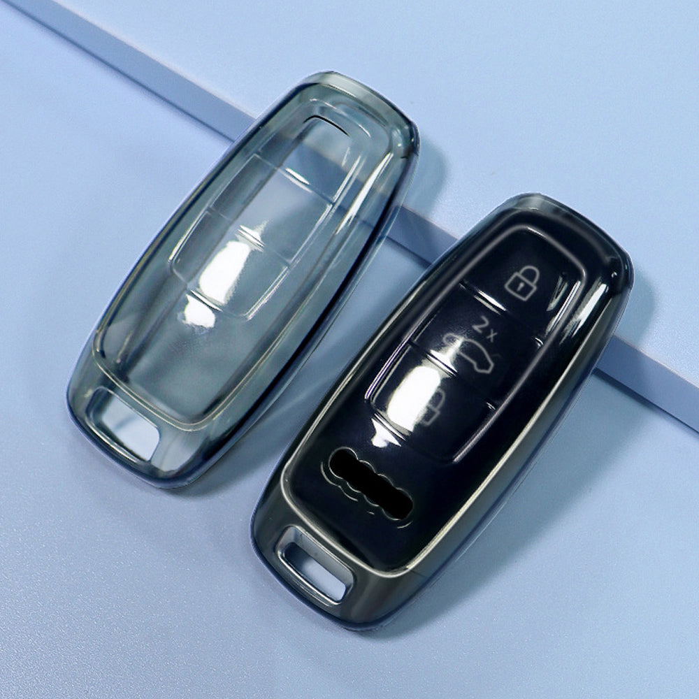 アウディ クリア TPU キーケース キーカバー A3 A6 A7 A8 Q7 Q8 S3 S6 S7 S8 RS3 e-tron eトロン アバント セダン スポーツバック クーペ ロードスター AUDI 透明 キーホルダー メンズ レディース スマートキー アクセサリー カスタム パーツ