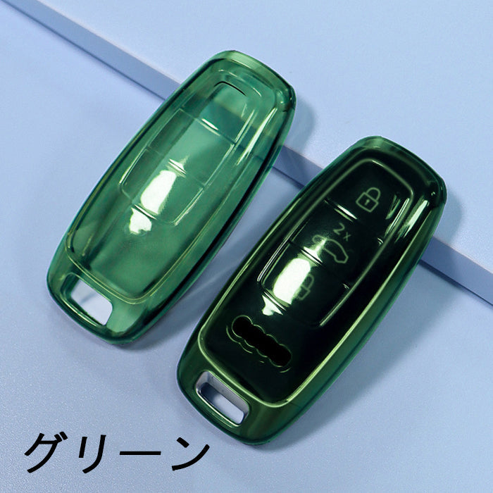 アウディ クリア TPU キーケース キーカバー A3 A6 A7 A8 Q7 Q8 S3 S6 S7 S8 RS3 e-tron eトロン アバント セダン スポーツバック クーペ ロードスター AUDI 透明 キーホルダー メンズ レディース スマートキー アクセサリー カスタム パーツ